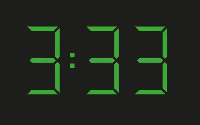 333 meaning represented by glowing numbers on a clock at 3:33